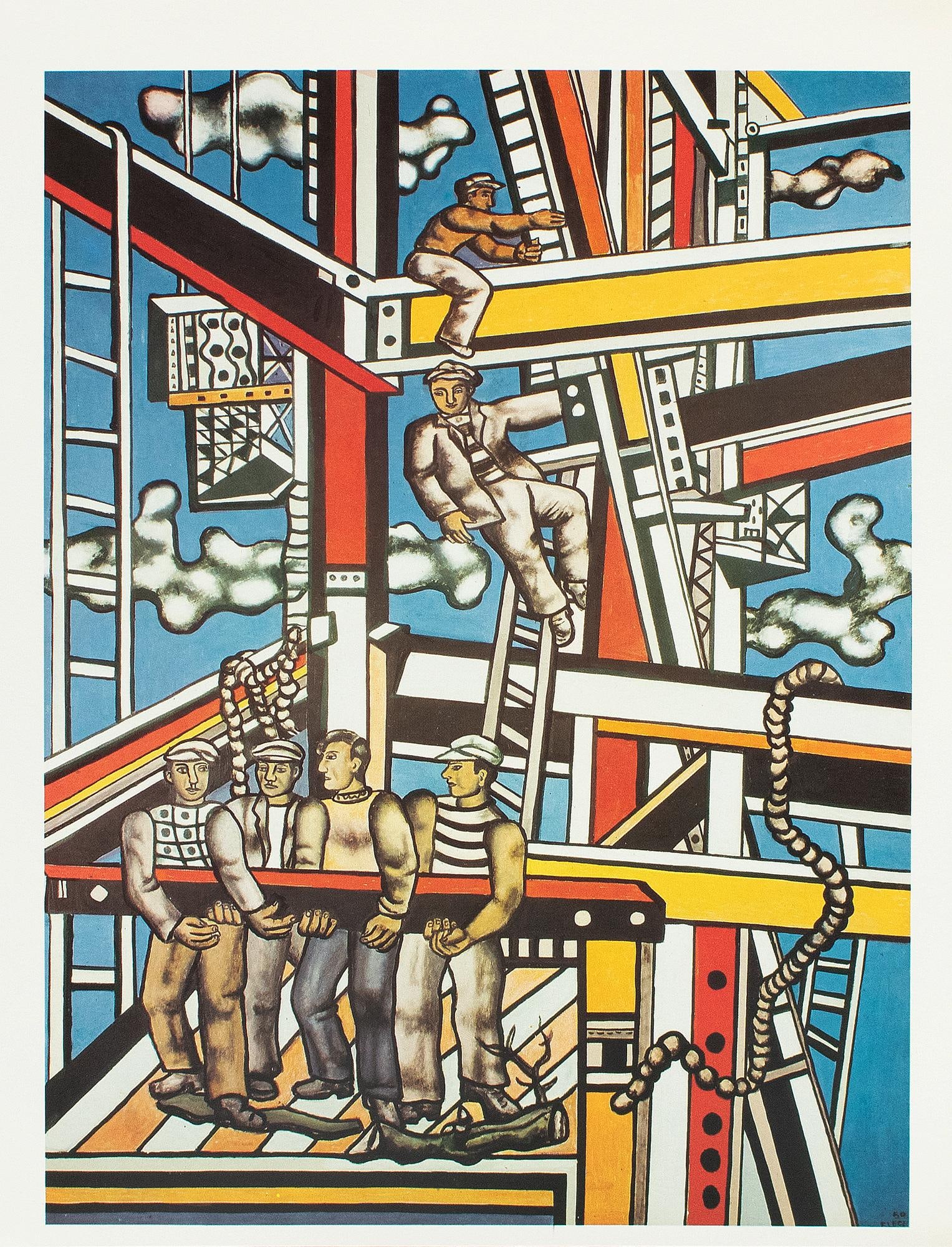 1990 After Fernand Leger "Construction Workers, Final State", Full-Color Parisian Print - 4