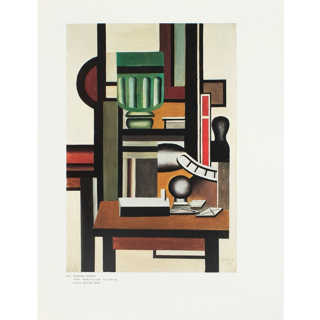 1990 After Fernand Leger "Still Life (1924)", Full-Color Parisian Print: An excellent full-color print after the painting "Still Life (1924)" by Fernand Leger. Published by New French Editions in France in 1990. Printed on one side on a board of high quality heavy paper.