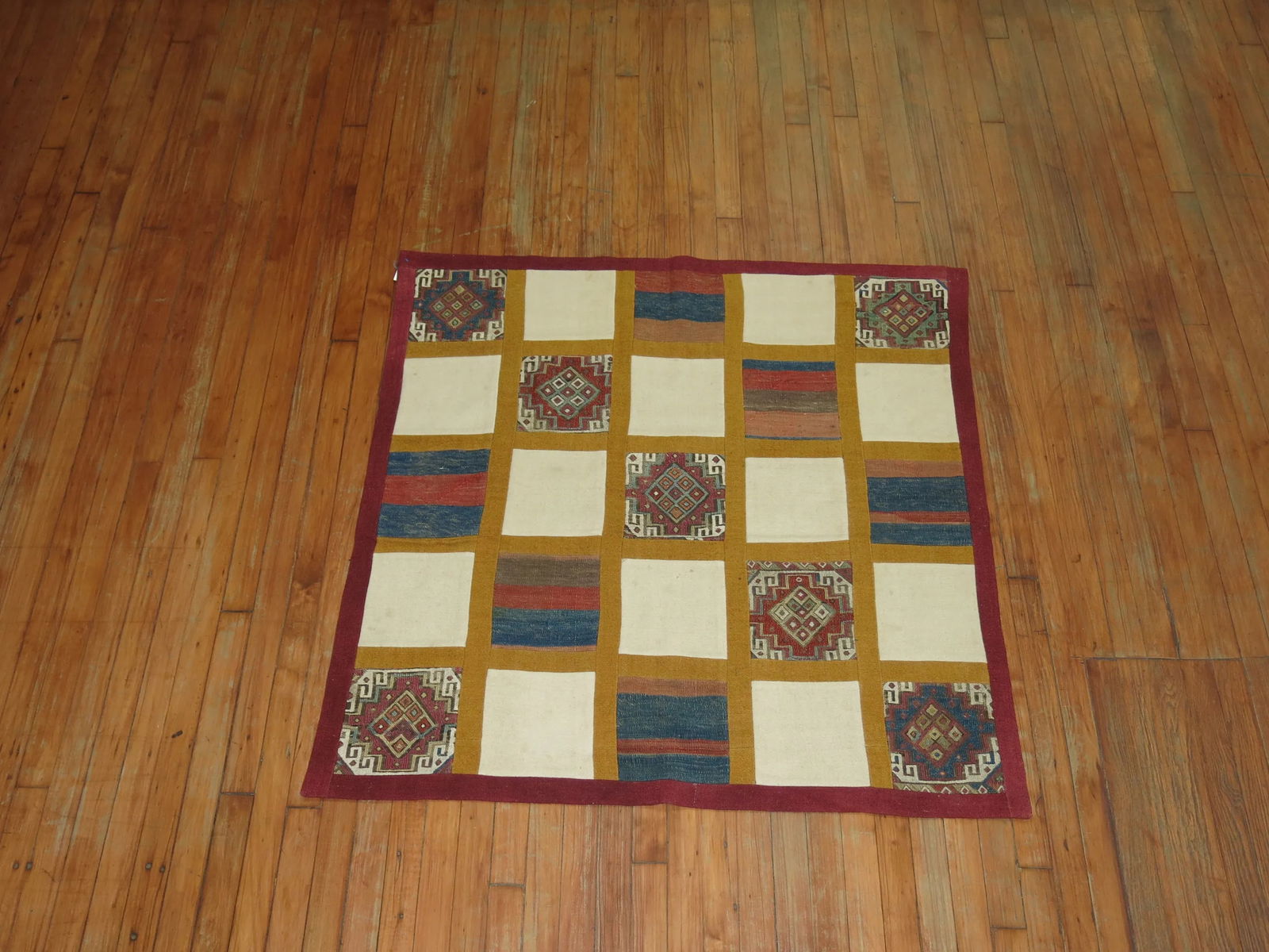 Mid 20th Century Patchwork Kilim, 4' X 4' - 2