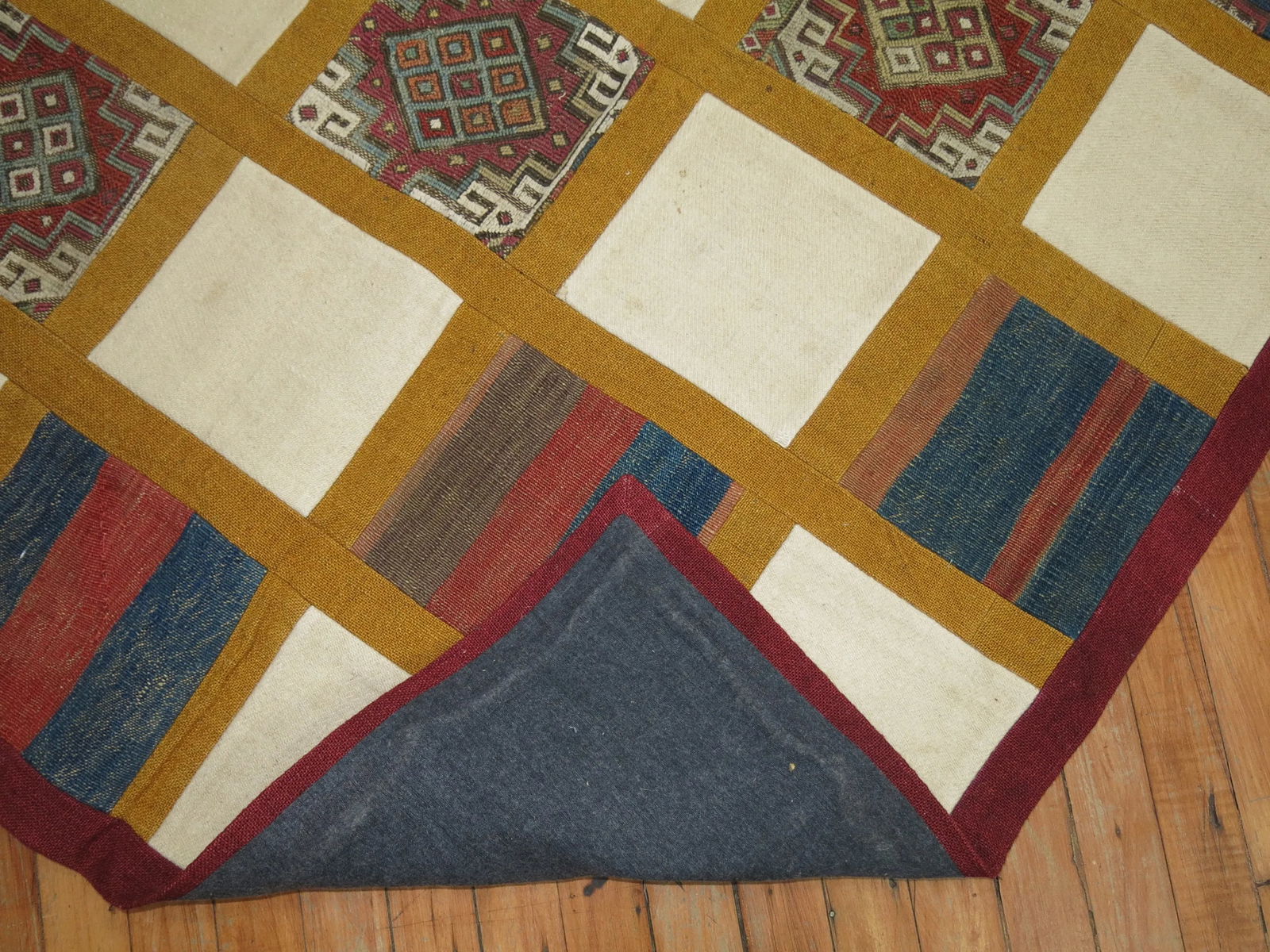 Mid 20th Century Patchwork Kilim, 4' X 4' - 3