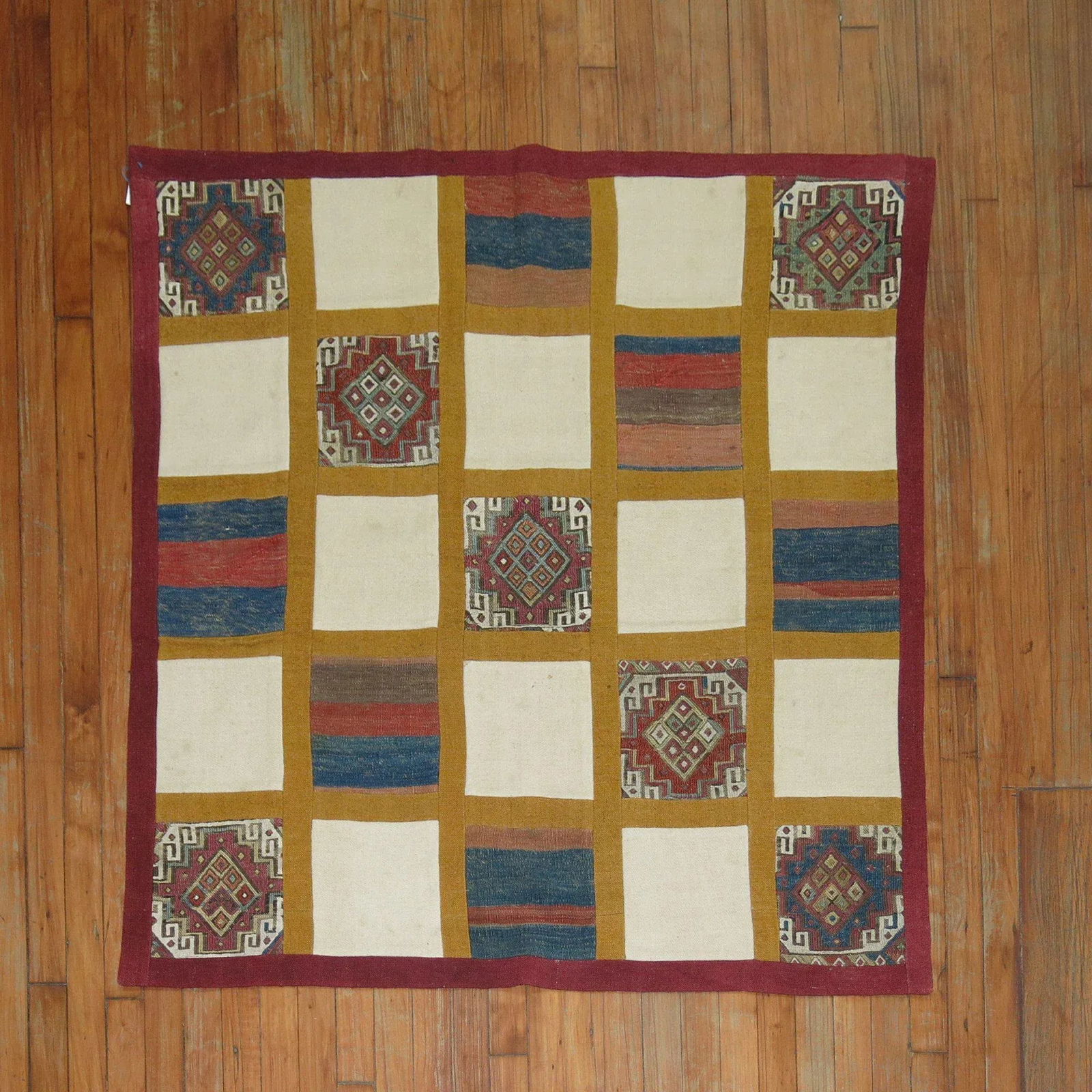 Mid 20th Century Patchwork Kilim, 4' X 4' - 4