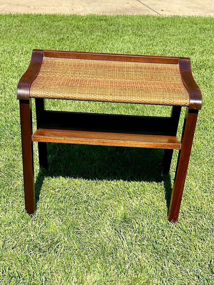 1960s, Woven/Texturized Top End Table With Slanted Shelf for Storage of Magazines/Books/Papers, MCM - 8