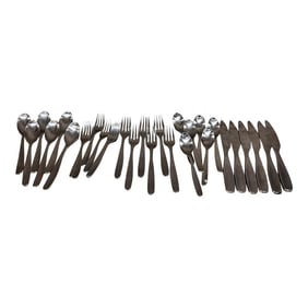 30 Piece Gourmet Stainless Flatware Midcentury Modern Service Six