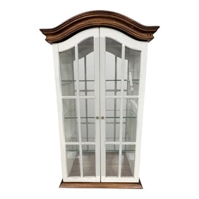 Arch Top Wall Hanging / Tabletop Three Glass Shelf Curio Cabinet