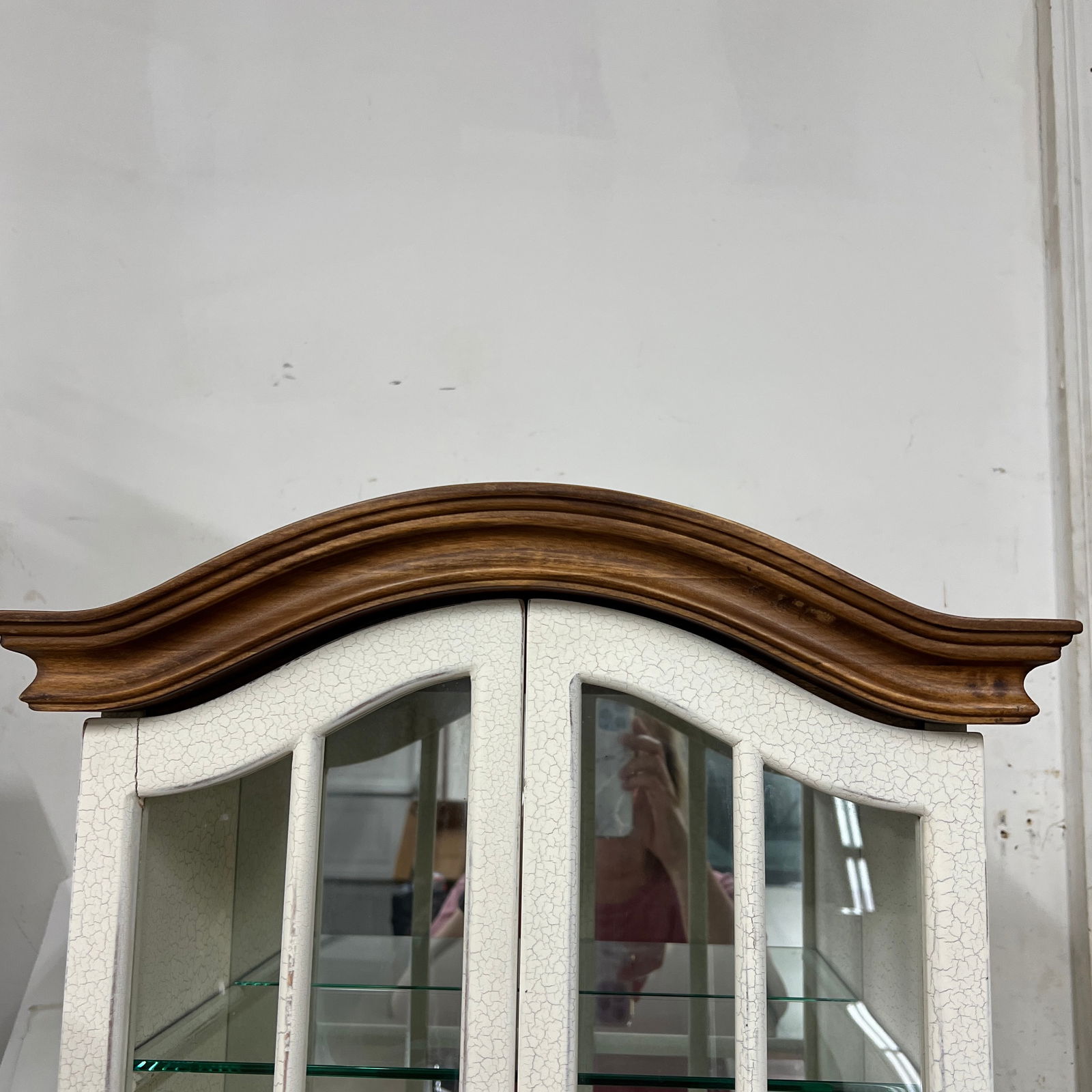 Arch Top Wall Hanging / Tabletop Three Glass Shelf Curio Cabinet - 6