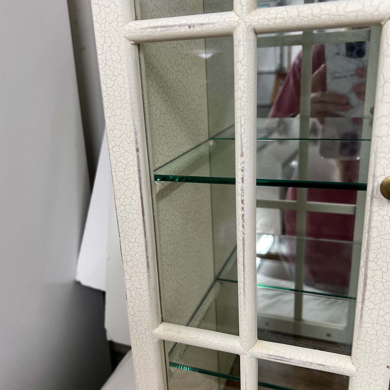 Arch Top Wall Hanging / Tabletop Three Glass Shelf Curio Cabinet - 7