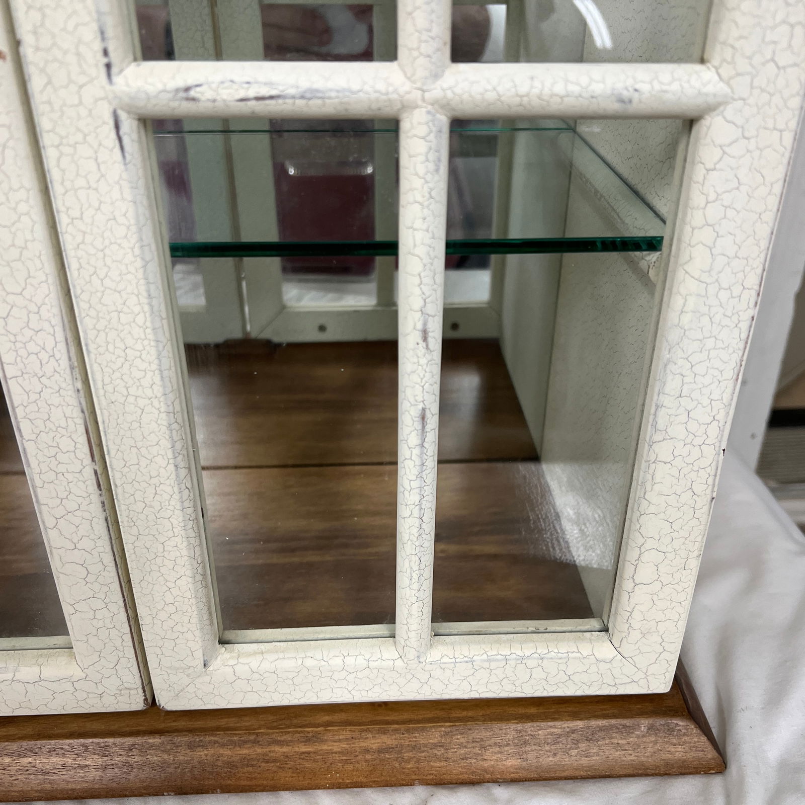 Arch Top Wall Hanging / Tabletop Three Glass Shelf Curio Cabinet - 8