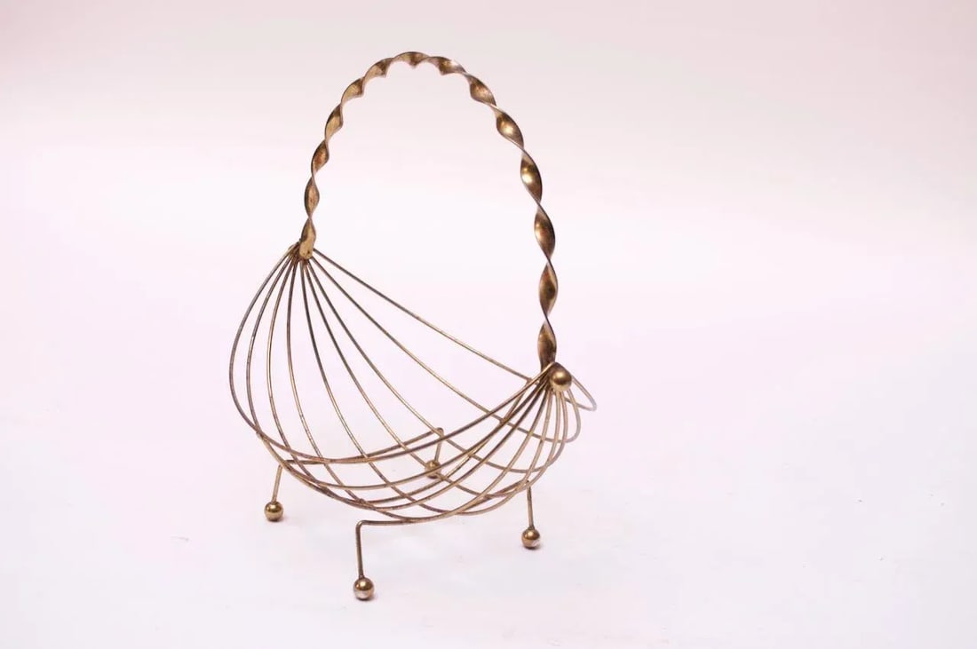 Mid-Century Modern Brass Decorative Basket - 13