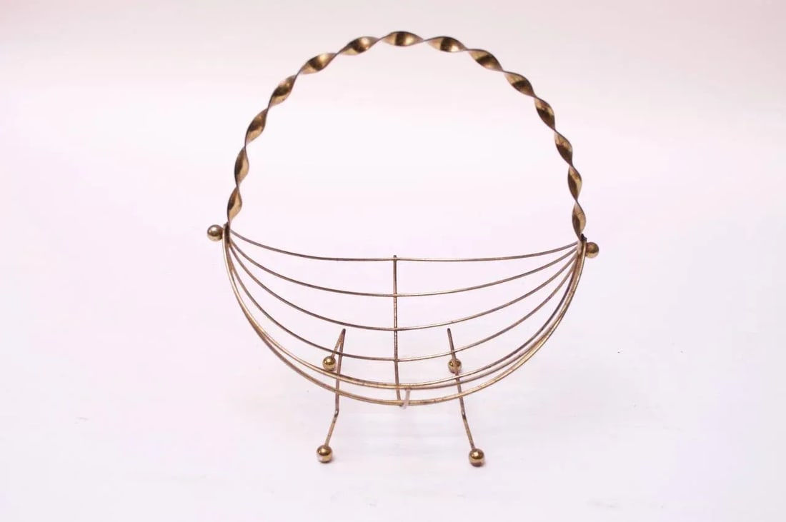 Mid-Century Modern Brass Decorative Basket - 2