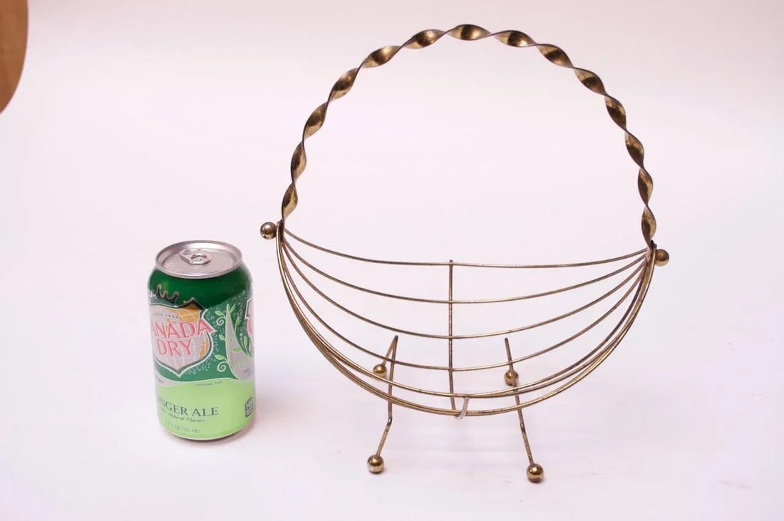 Mid-Century Modern Brass Decorative Basket - 5