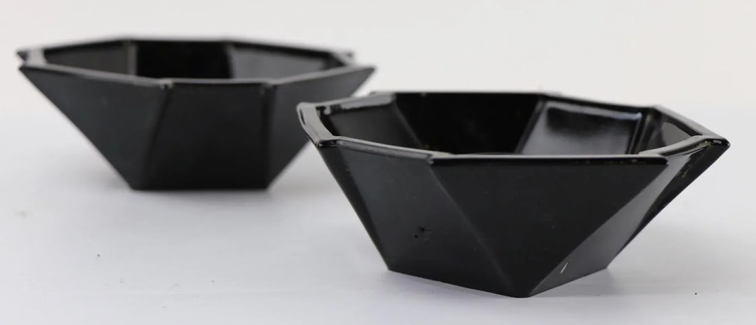 Vintage Black Sakier for Fostoria Art Deco Geometric Candlesticks - a Pair - 3