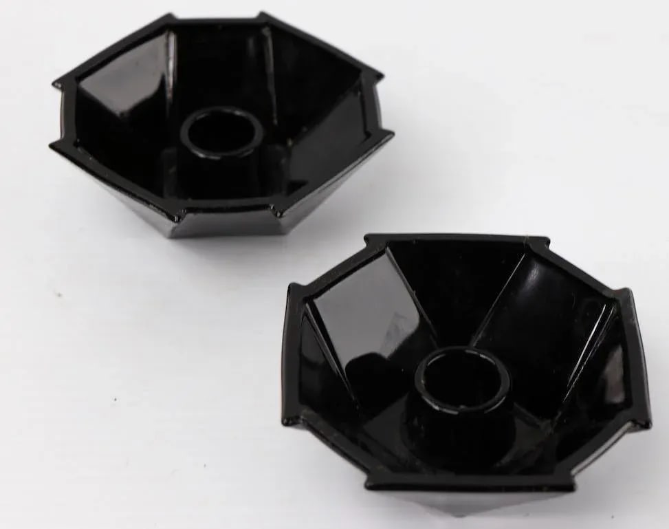 Vintage Black Sakier for Fostoria Art Deco Geometric Candlesticks - a Pair - 5