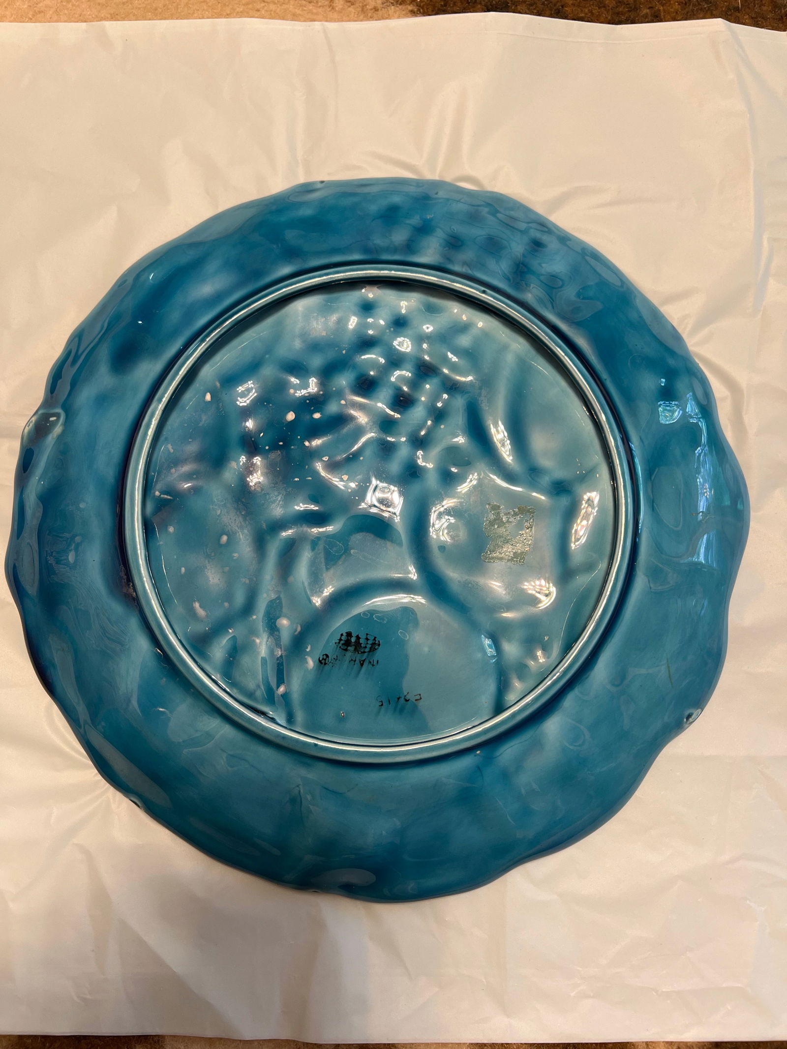 Vintage Bright Peacock, Blue Relief Plate - 2