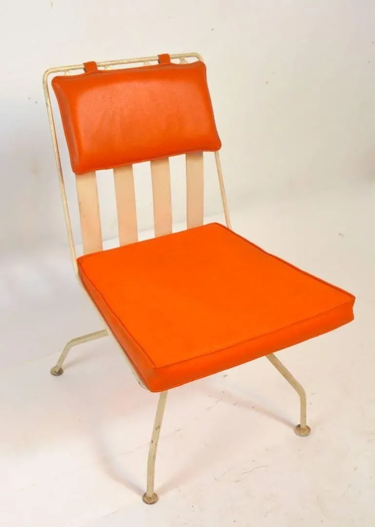 Woodard Chair With Orange Seat and Back Pad - 2