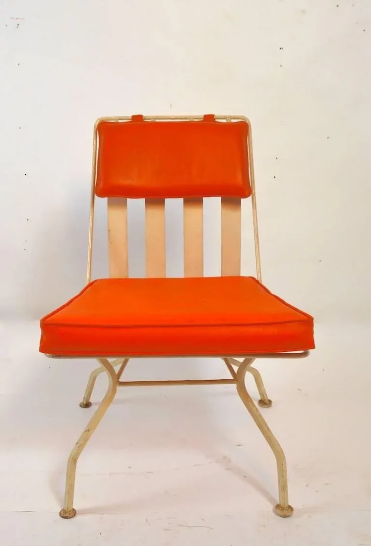 Woodard Chair With Orange Seat and Back Pad - 3