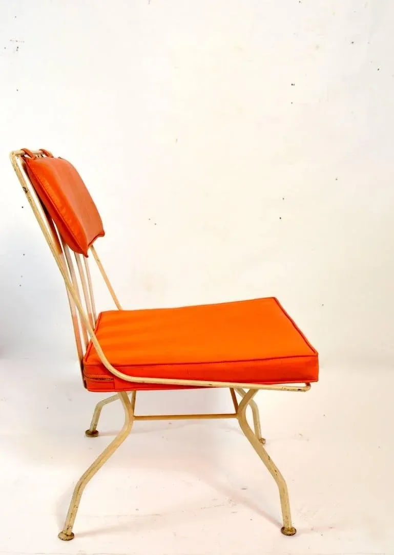 Woodard Chair With Orange Seat and Back Pad - 4
