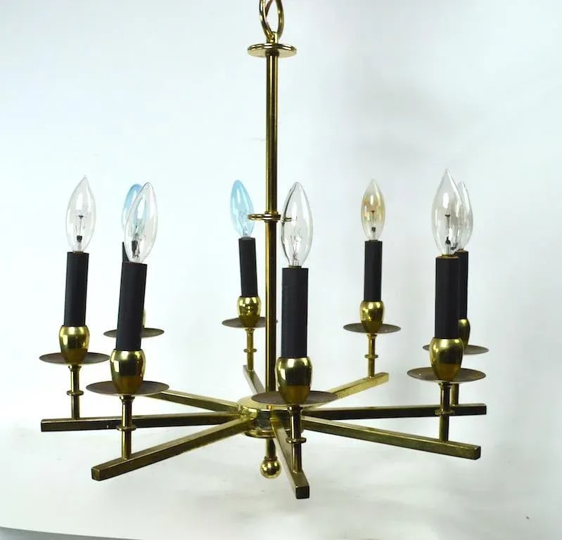 Eight-Light Brass Spoke Chandelier - 4