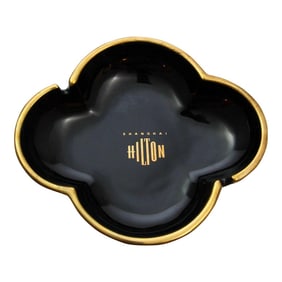 Collectible Shanghai Hilton Porcelain Cigar Ashtray Dish 1980s