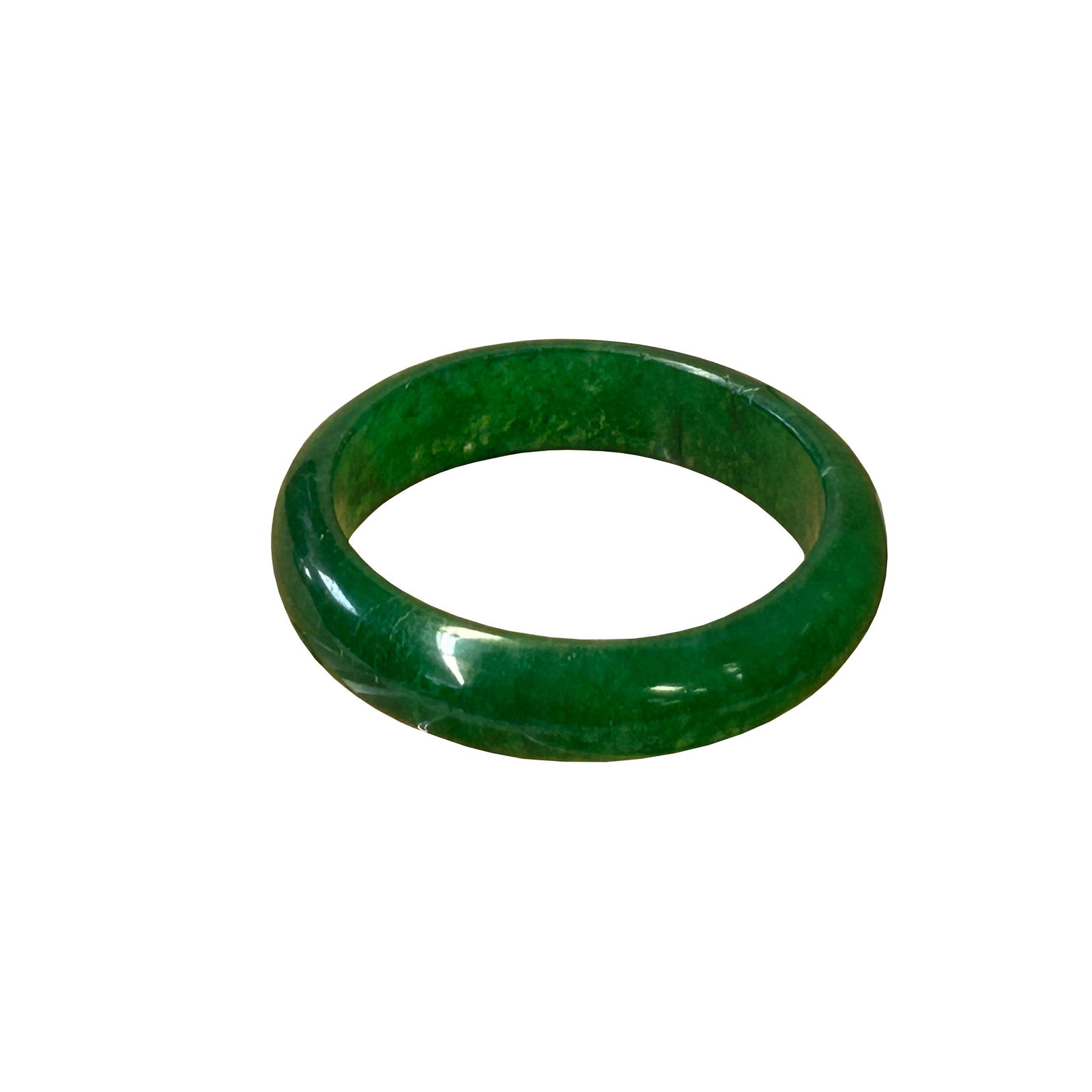 2.25" Chinese Natural Mixed Dark Green Jade Stone Bracelet Bangle - 4