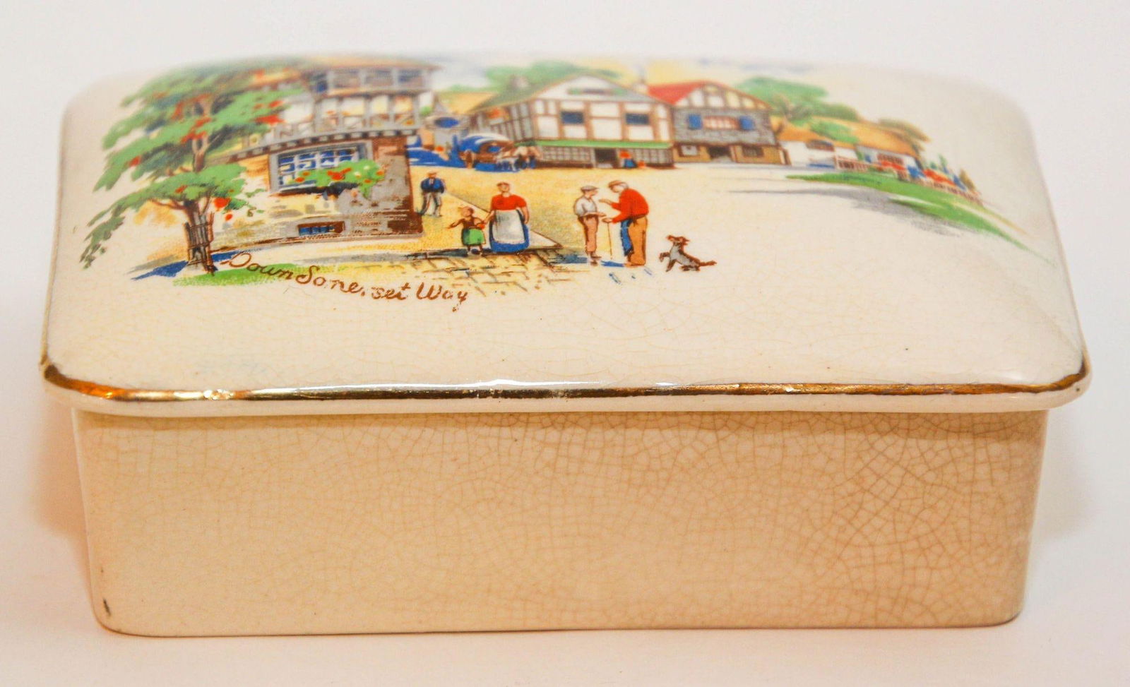 Antique Porcelain Box English Ware Made by L & Sons Ltd Hanley Staffordshire - 2