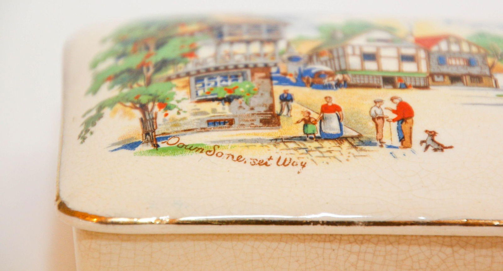 Antique Porcelain Box English Ware Made by L & Sons Ltd Hanley Staffordshire - 3