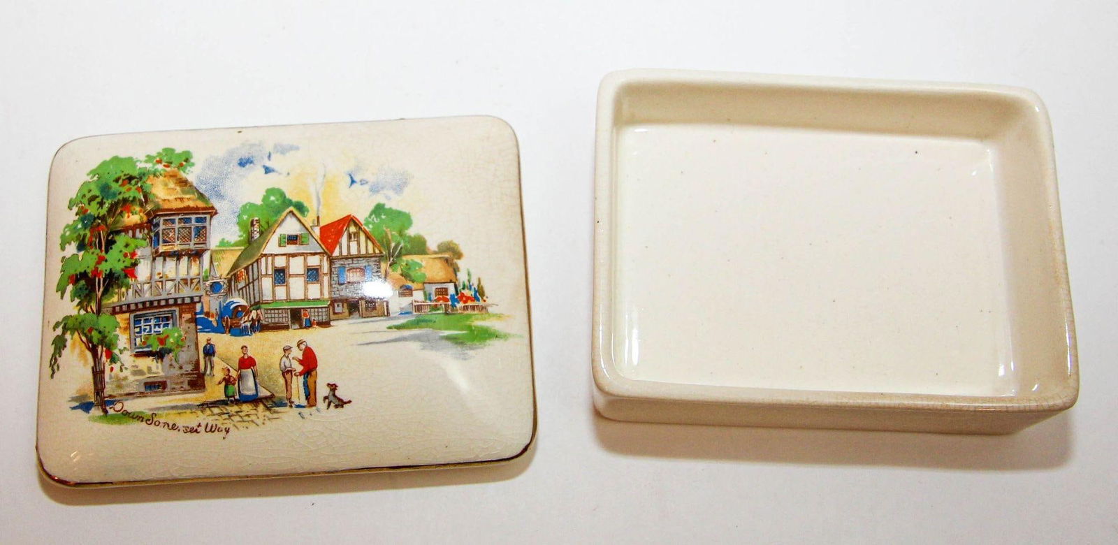 Antique Porcelain Box English Ware Made by L & Sons Ltd Hanley Staffordshire - 5
