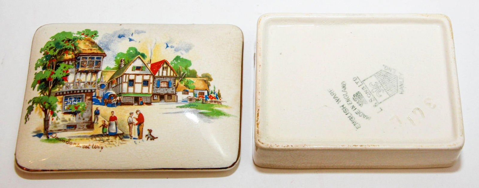 Antique Porcelain Box English Ware Made by L & Sons Ltd Hanley Staffordshire - 6