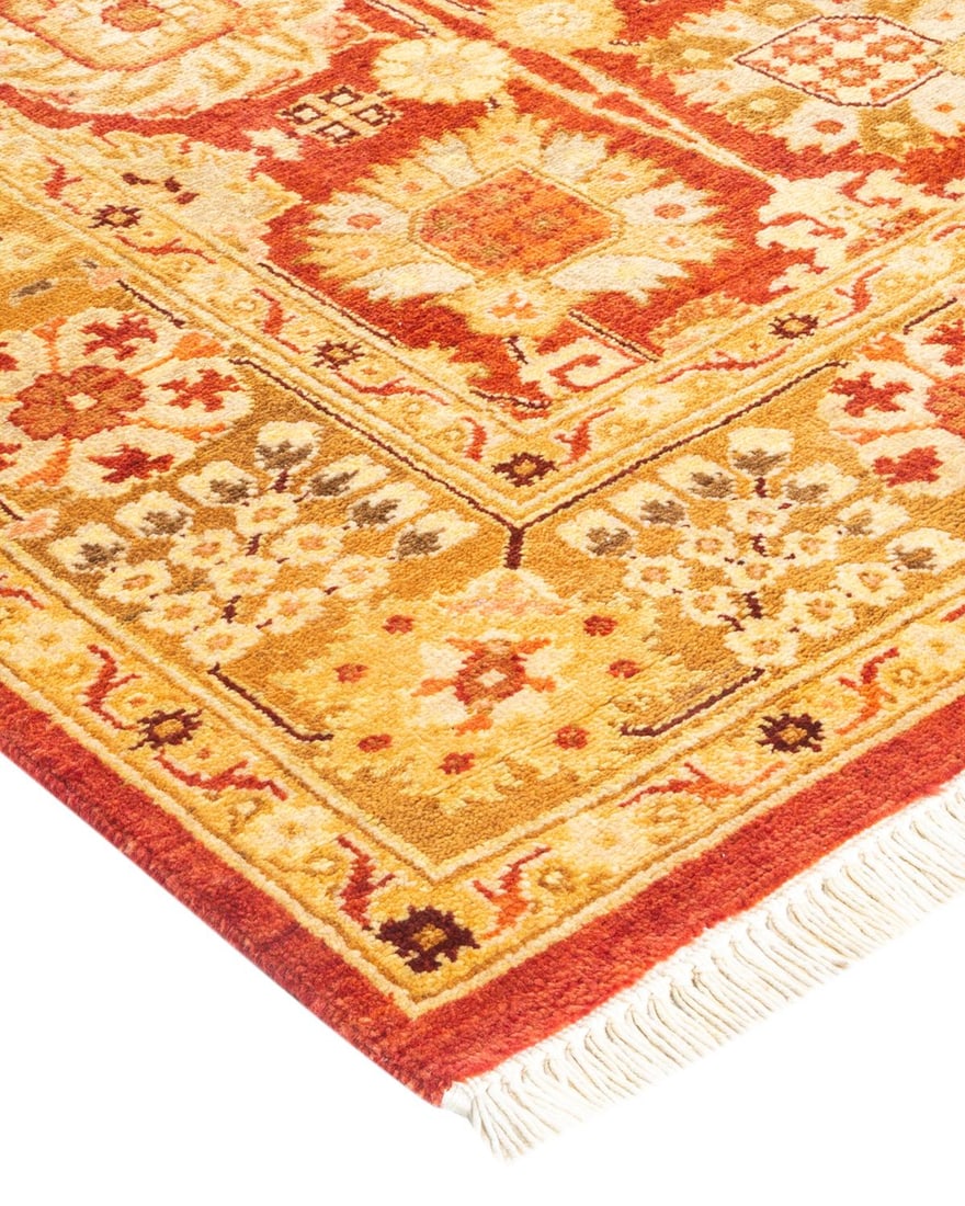 Eclectic, One-of-a-Kind Hand-Knotted Area Rug - Red , 4' 2" x 6' 4" - 2