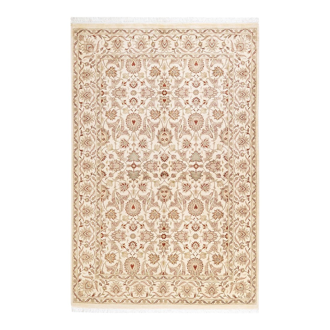 Eclectic, One-of-a-Kind Hand-Knotted Area Rug - Ivory, 4' 2" x 6' 3": With an amalgam of sizes and aesthetic influences ranging from art deco to Rorschach and modernist, the rugs in the Eclectic collection defy definition, asking instead to become intriguing focal