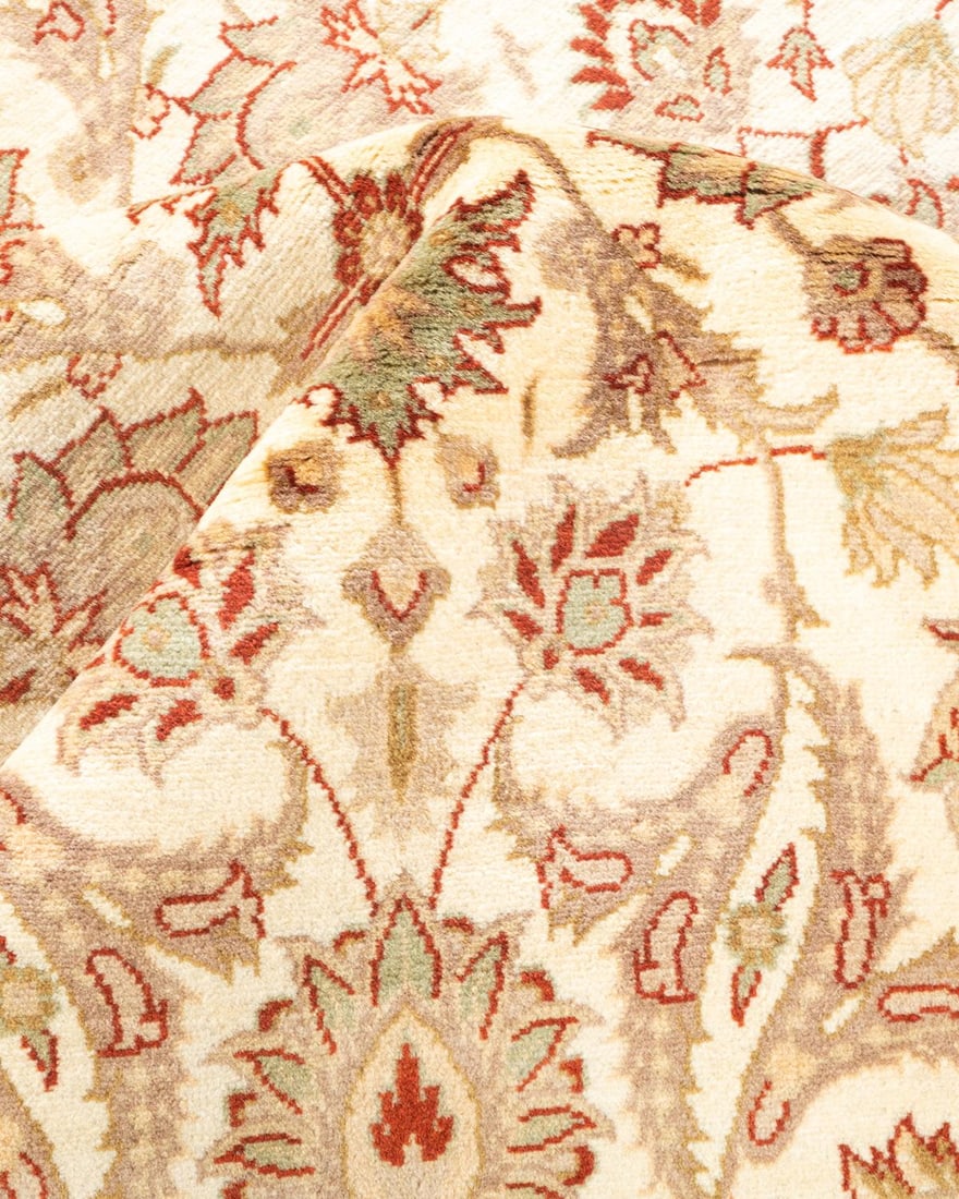 Eclectic, One-of-a-Kind Hand-Knotted Area Rug - Ivory, 4' 2" x 6' 3" - 7