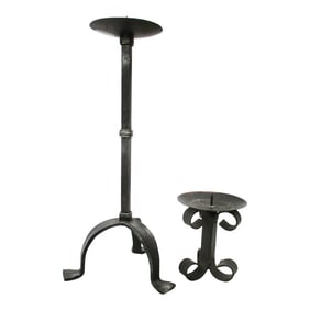 2 Wrought Iron Gothic Candlestands - a Pair of 2