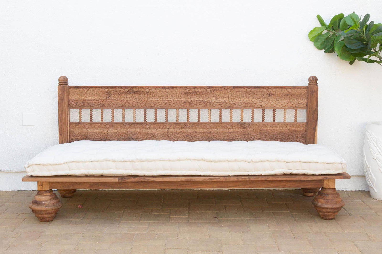 Natural Lotus Floral Reclaimed Wood Daybed - 3
