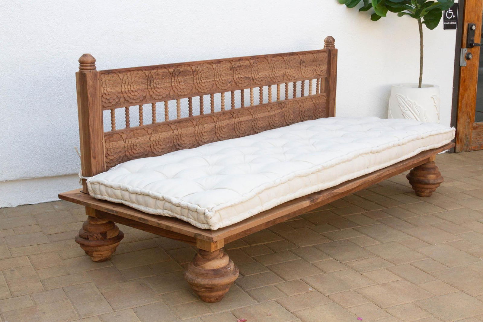 Natural Lotus Floral Reclaimed Wood Daybed - 9