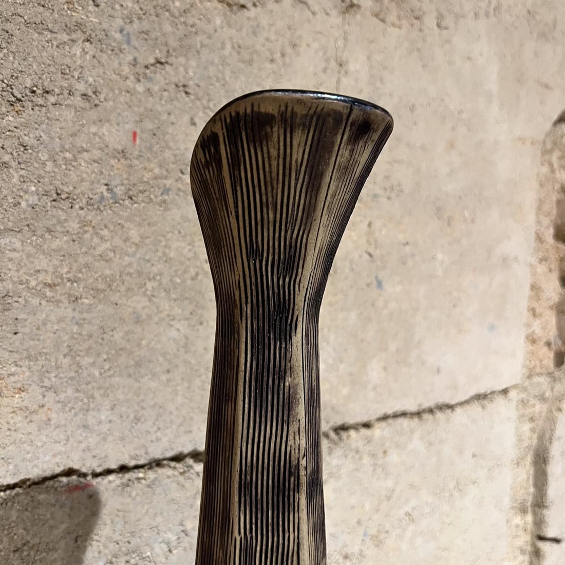 Elongated Modern Textured Vase Art Pottery Black & White - 2