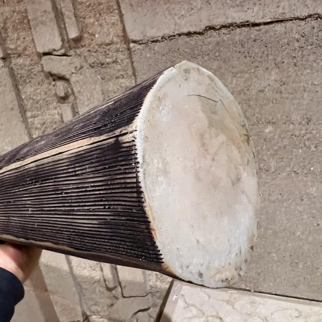 Elongated Modern Textured Vase Art Pottery Black & White - 8