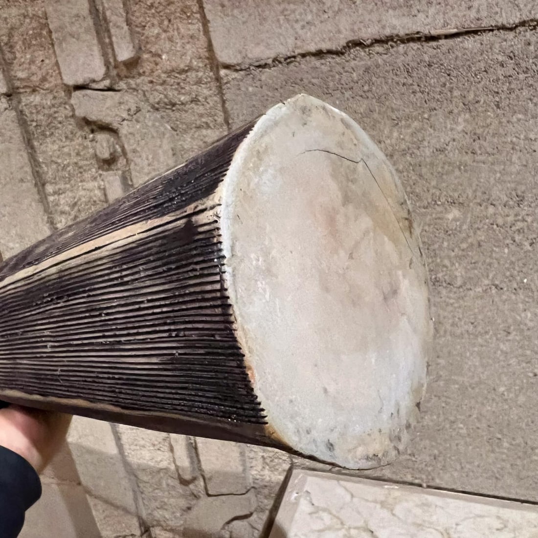 Elongated Modern Textured Vase Art Pottery Black & White - 9