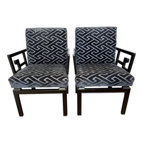 Mid Century Modern Michael Taylor for Baker Chevron Arm Chairs -A Pair
