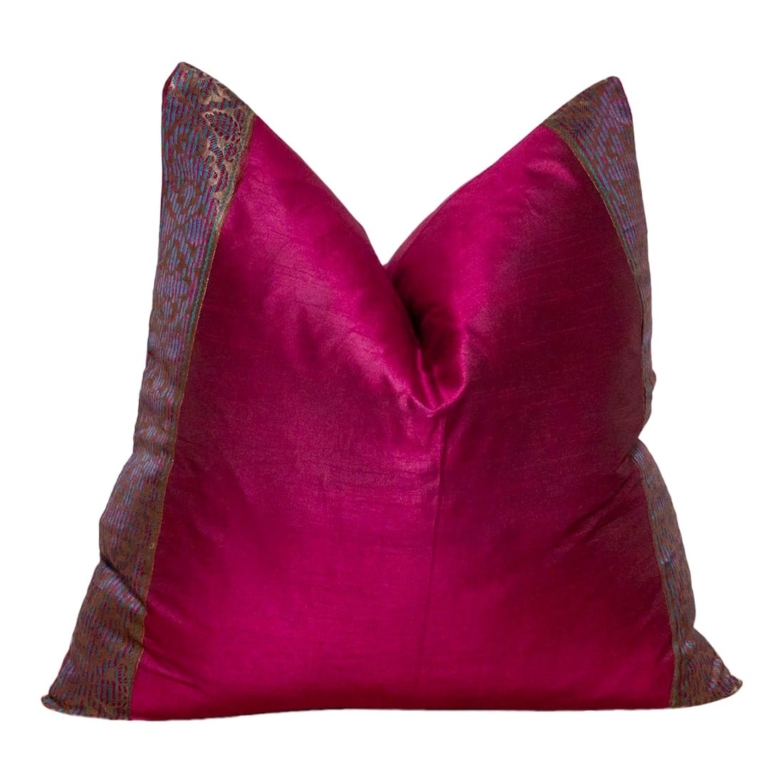 Malbec Festive Silk Euro Pillow Cover: This brilliant silk euro pillow is a luxurious addition to any living room. Made out of silk with intricate borders of this jewel-toned pillow are made with a one-of-a-kind antique lacing. Pillow