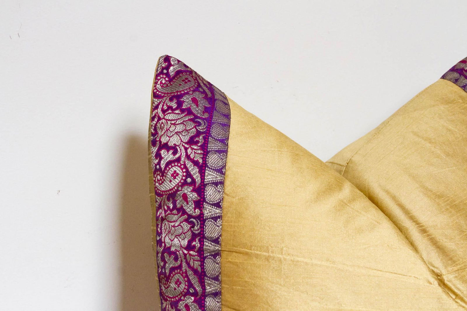 Sandy Gold Festive Silk Euro Pillow Cover - 4