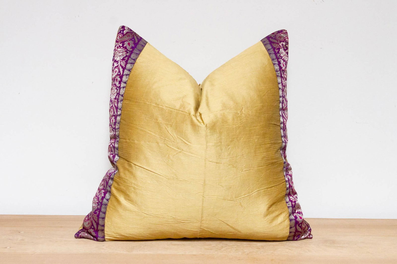 Sandy Gold Festive Silk Euro Pillow Cover - 5