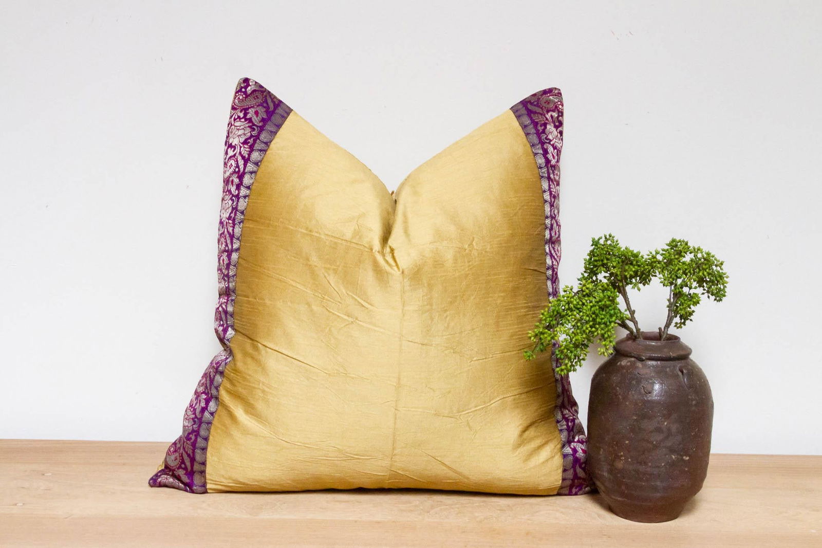 Sandy Gold Festive Silk Euro Pillow Cover - 8