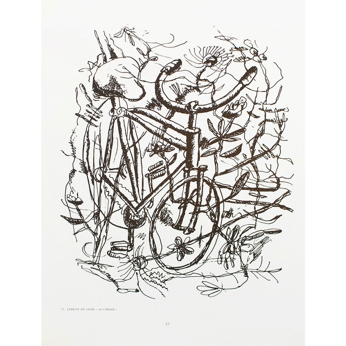 1990 After Fernand Leger "The Circus - Bicycle" Excerpt, Full-Color Parisian Print: An excellent black and white print after the drawing "The Circus - Bicycle" (Excerpt) by Fernand Leger. Published by New French Editions in France in 1990. Printed on a board of high quality heavy