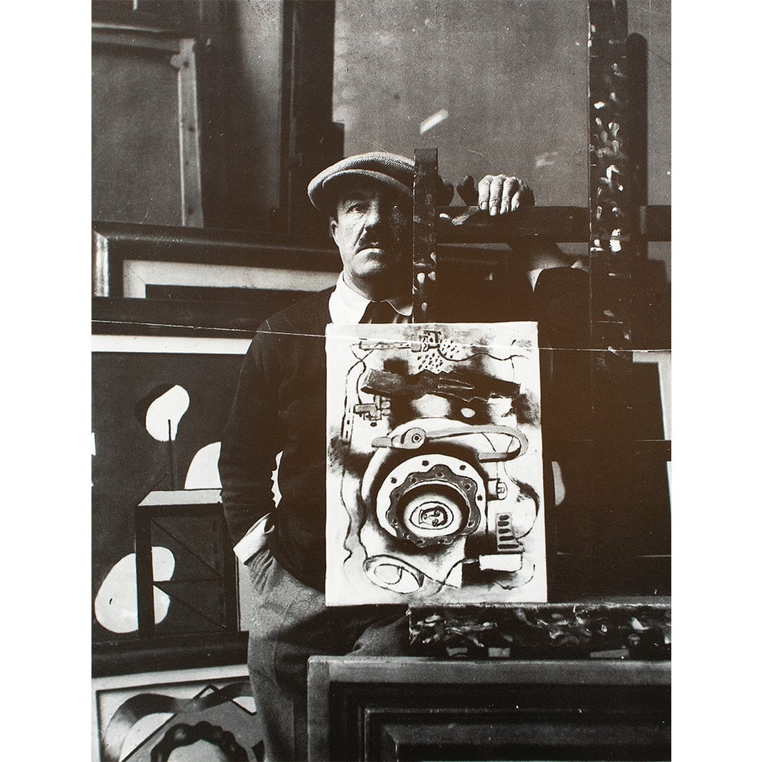 1990 "Photograph of Fernand Leger With Composition", Black and White Parisian Print (1 of 5)