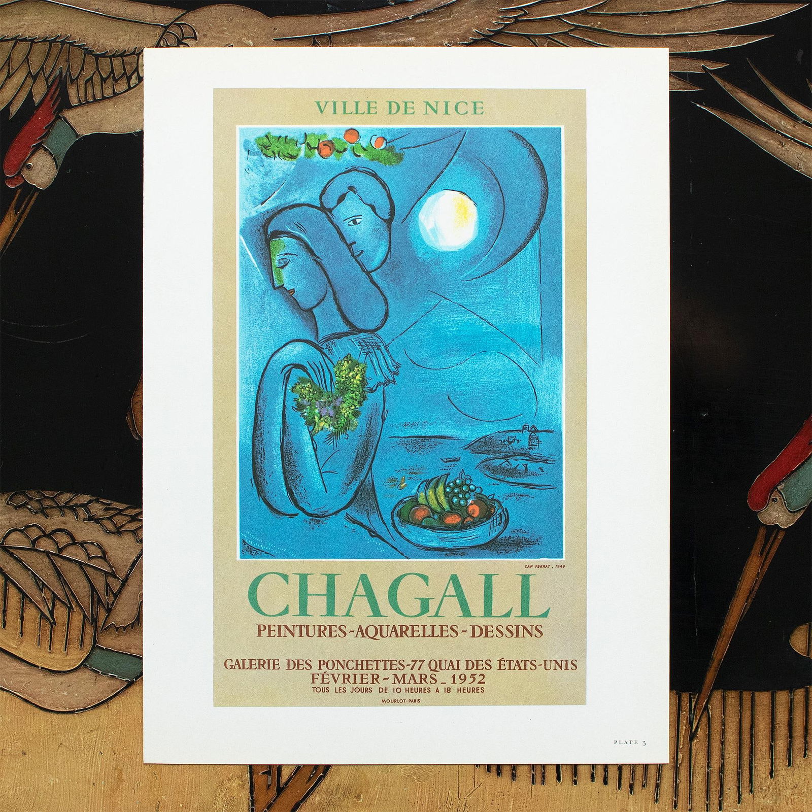 1966 After M. Chagall, "Paintings, Watercolors, Drawings - Ponchettes Gallery 1952 Exhibit" Poster - 4
