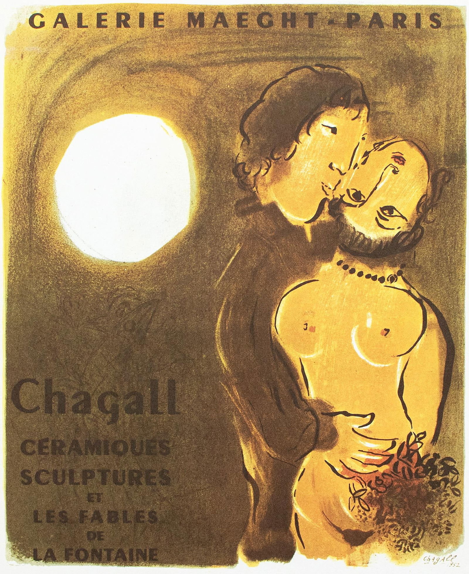 1966 After M. Chagall, "Maeght Gallery Paris - Ceramics, Sculptures and the Fables of La Fontaine" P - 5