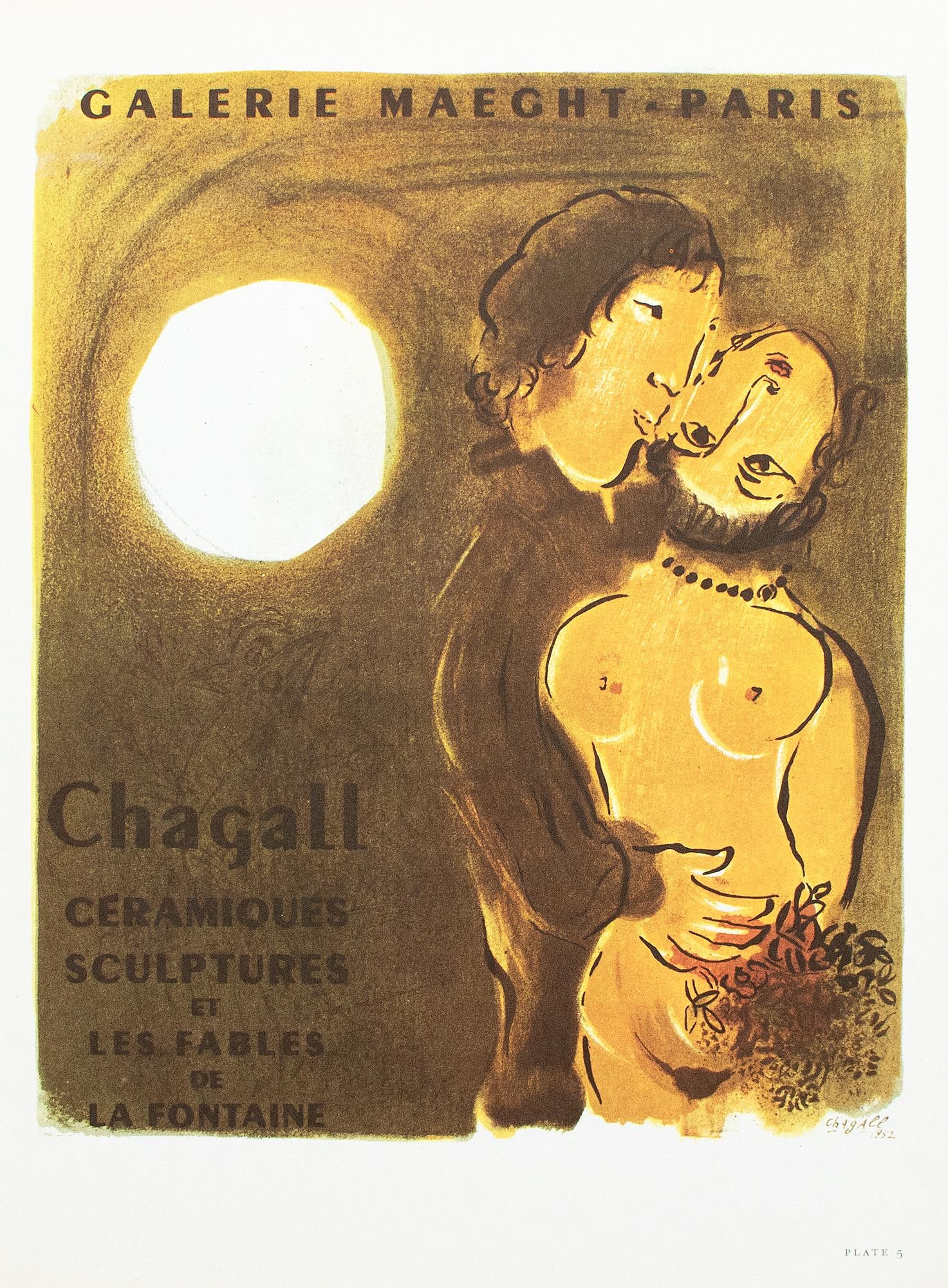 1966 After M. Chagall, "Maeght Gallery Paris - Ceramics, Sculptures and the Fables of La Fontaine" P - 6
