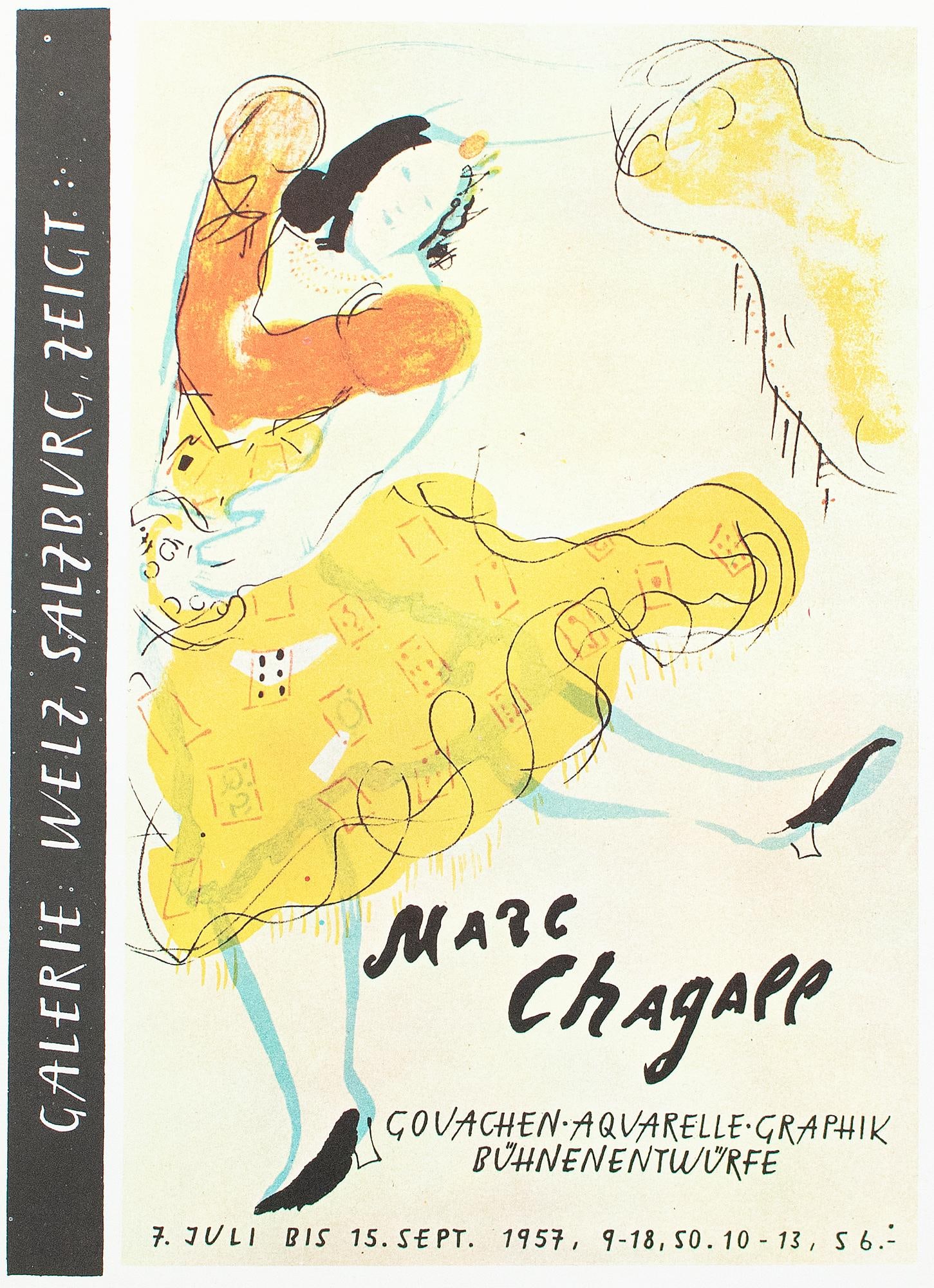 1966 After Marc Chagall, "Welz Salzburg Gallery, 1957 Exhibit" Poster - 5