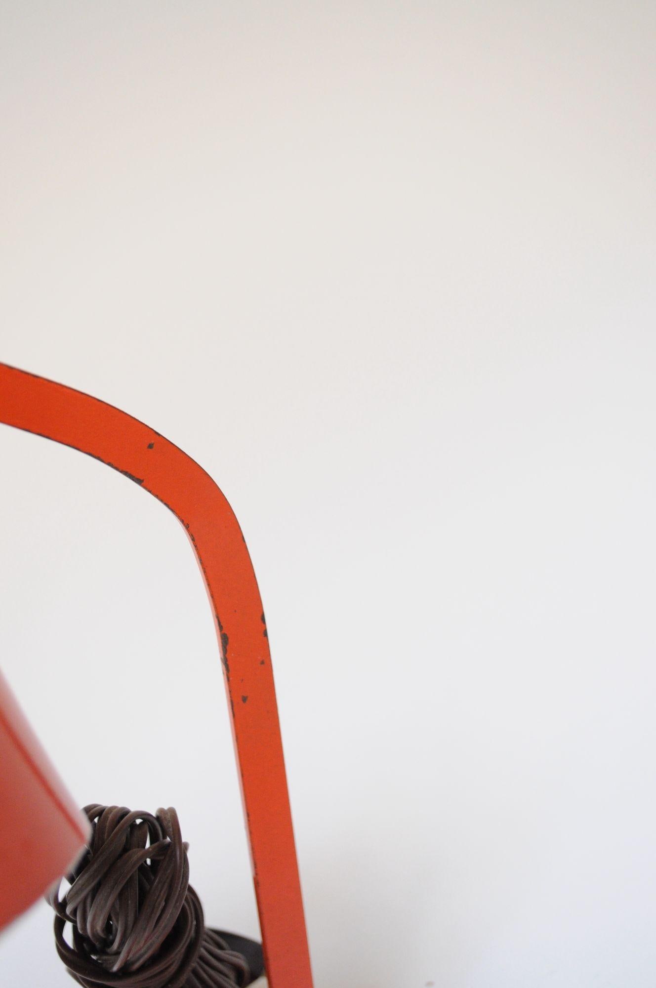 Petite Vintage Italian Orange Metal Adjustable Task / Table Lamp - 11