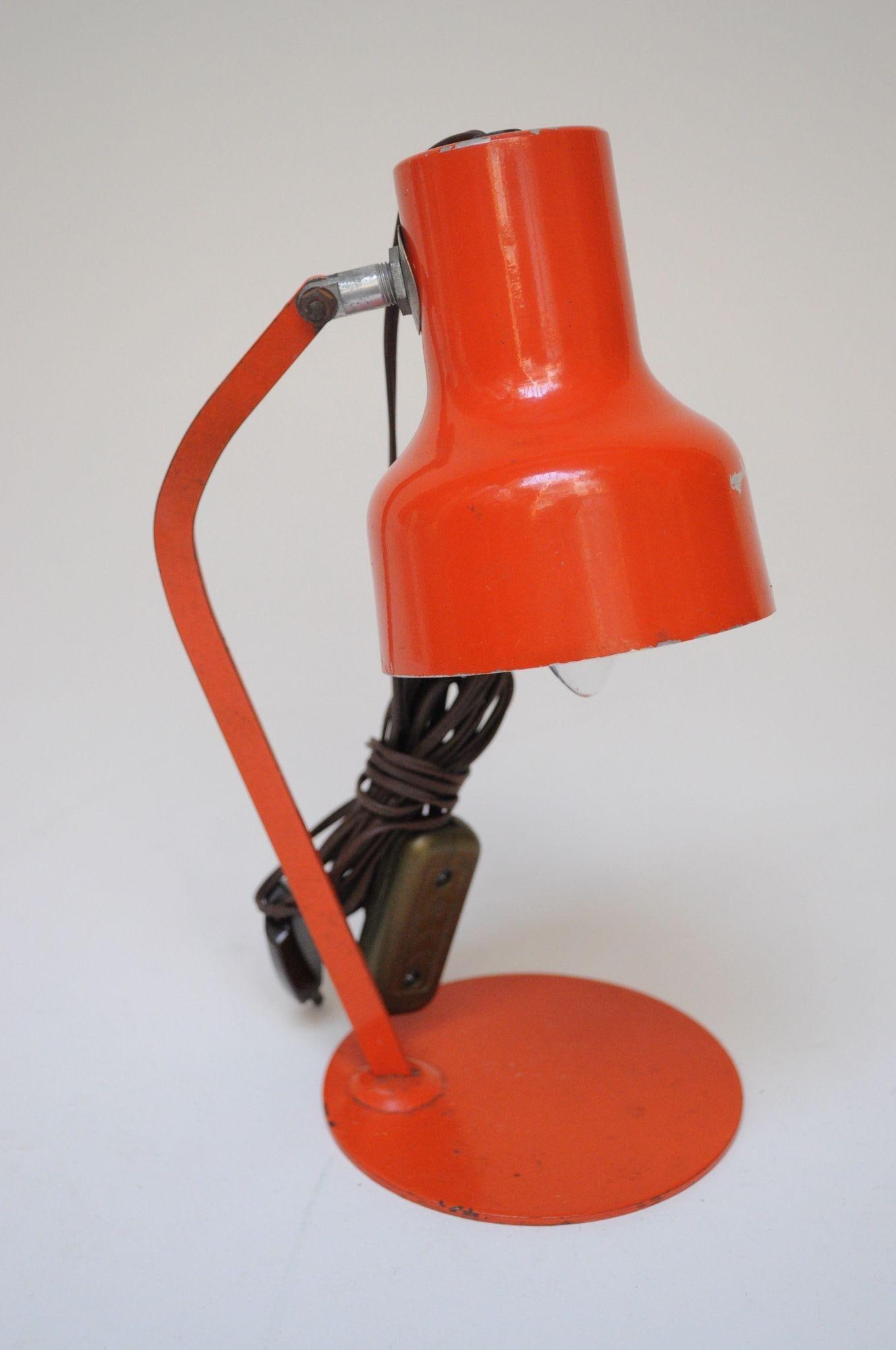 Petite Vintage Italian Orange Metal Adjustable Task / Table Lamp - 4