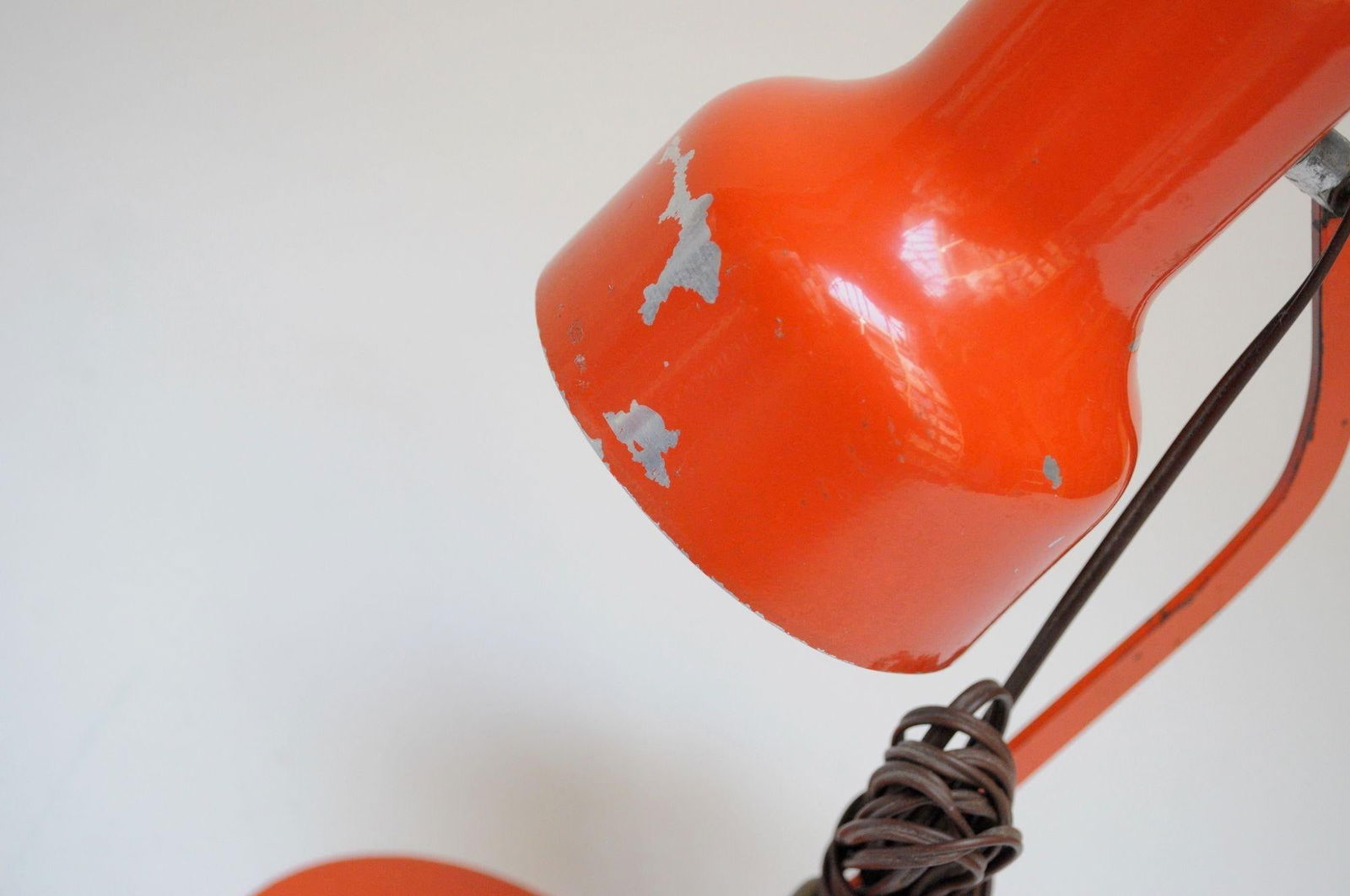 Petite Vintage Italian Orange Metal Adjustable Task / Table Lamp - 8